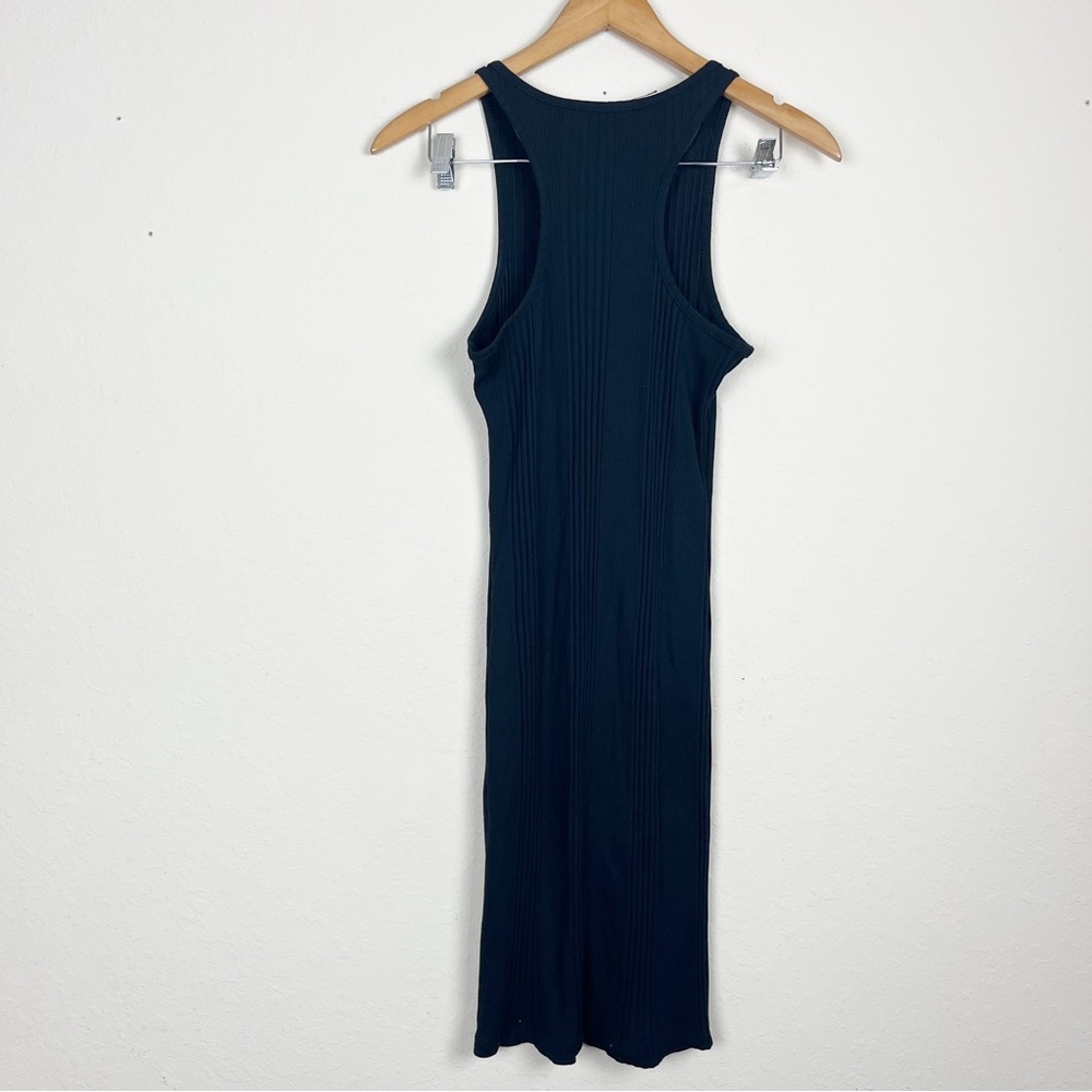 FRAME Variegated Ribbed Tank Dress In Black Size Small - Picture 8 of 8